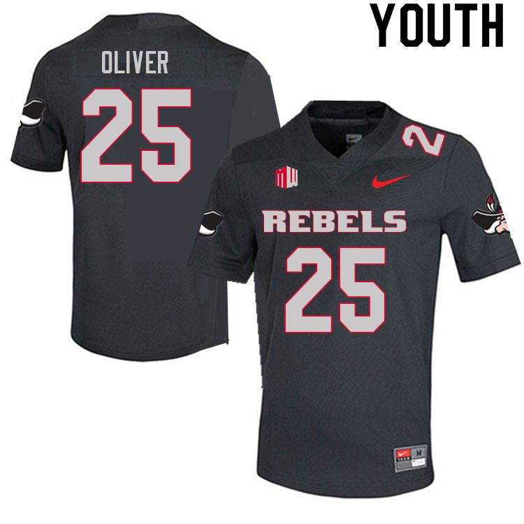 Youth #25 Cameron Oliver UNLV Rebels College Football Jerseys Sale-Charcoal